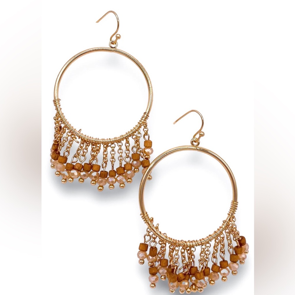 Together Forever Hoop Beaded Earrings - Brown NWT - Picture 2 of 5